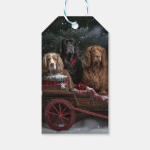 Cocker Spaniel Schneebedeckter Schlitten Weihnacht Geschenkanhänger