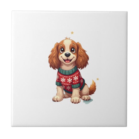 Cocker Spaniel Schneeflockenglanz Fliese (Vorderseite)