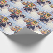 Cocker Spaniel Schneeiges Dorf Weihnachtskunst Geschenkpapier (Ecke)