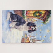 Cocker Spaniel Schneeiges Dorf Weihnachtskunst Puzzle (Horizontal)