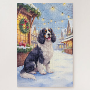 Cocker Spaniel Schneeiges Dorf Weihnachtskunst Puzzle