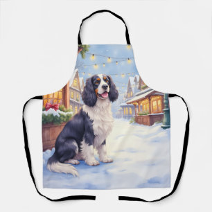 Cocker Spaniel Schneeiges Dorf Weihnachtskunst Schürze