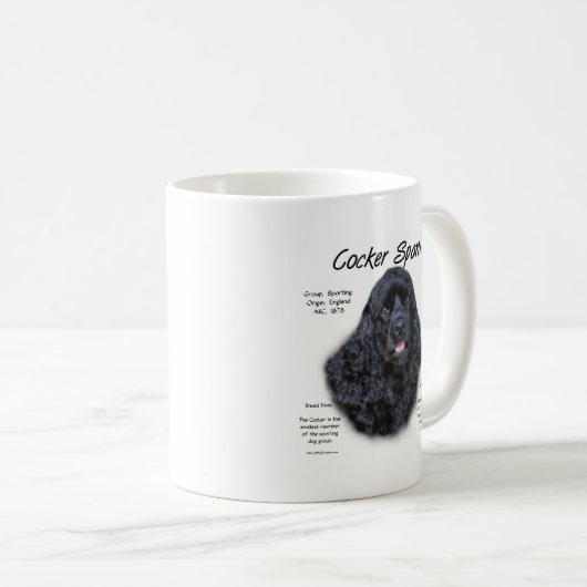 Cocker Spaniel (schwarz) Geschichtsdesign Kaffeetasse (VorderseiteRechts)