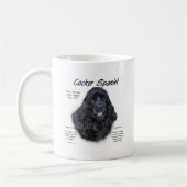 Cocker Spaniel (schwarz) Geschichtsdesign Kaffeetasse (Links)