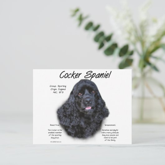 Cocker Spaniel (schwarz) Geschichtsdesign Postkarte (Stehend Vorderseite)