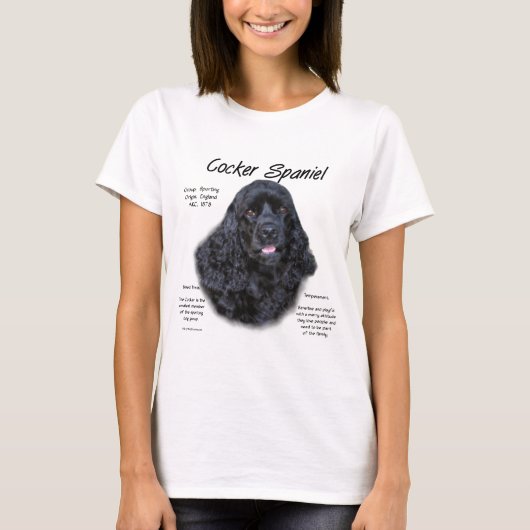 Cocker Spaniel (schwarz) Geschichtsdesign T-Shirt (Vorderseite)