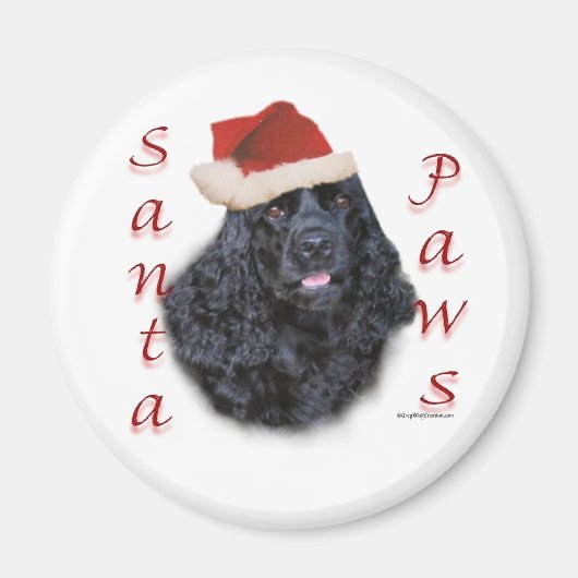 Cocker Spaniel (schwarz) Santa Paws Magnet (Vorne)