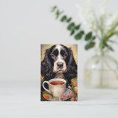 Cocker Spaniel schwarz weiß Visitenkarte (Stehend Vorderseite)