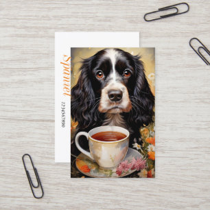 Cocker Spaniel schwarz weiß Visitenkarte