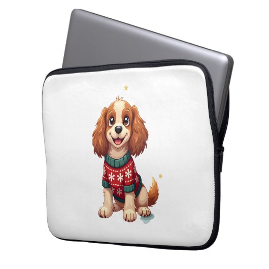 Cocker Spaniel Snowflake Glow Hund Laptopschutzhülle (Vorderseite Links)