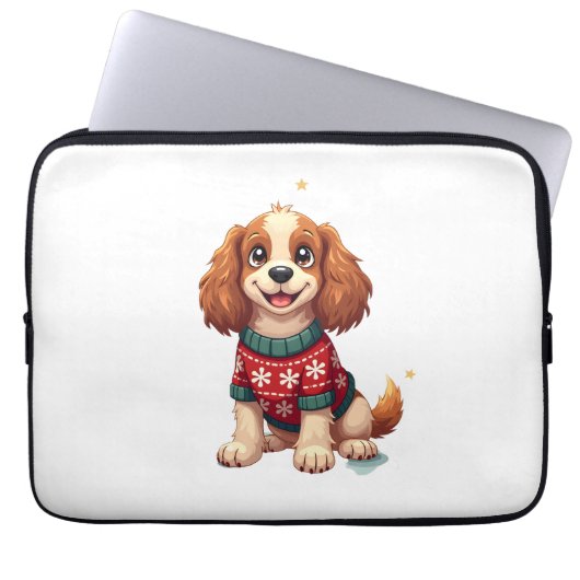 Cocker Spaniel Snowflake Glow Hund Laptopschutzhülle (Vorderseite)