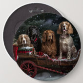Cocker Spaniel Snowy Sleigh Weihnachtsdekor Button (Vorne & Hinten)