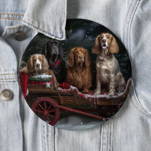 Cocker Spaniel Snowy Sleigh Weihnachtsdekor Button (Beispiel)