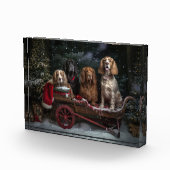 Cocker Spaniel Snowy Sleigh Weihnachtsdekor Fotoblock (Rechts)