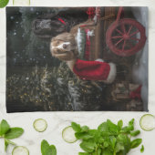 Cocker Spaniel Snowy Sleigh Weihnachtsdekor Geschirrtuch (Gefaltet)