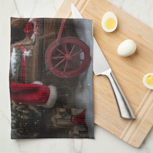 Cocker Spaniel Snowy Sleigh Weihnachtsdekor Geschirrtuch (Viertel Falte)