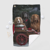 Cocker Spaniel Snowy Sleigh Weihnachtsdekor Golfhandtuch (Insitu)