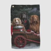 Cocker Spaniel Snowy Sleigh Weihnachtsdekor Golfhandtuch (Vorderseite)
