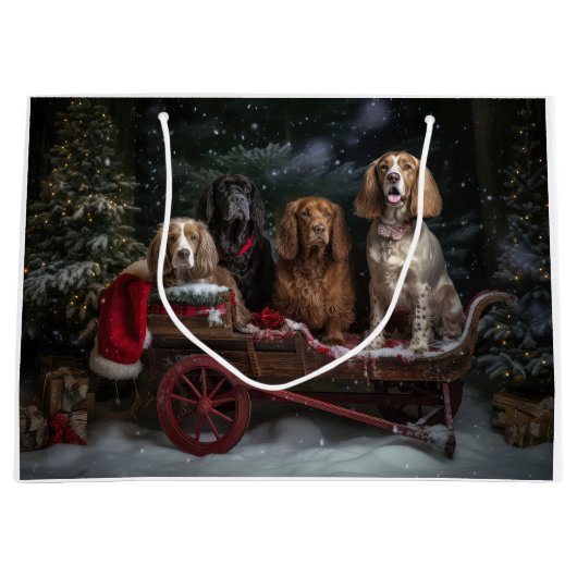 Cocker Spaniel Snowy Sleigh Weihnachtsdekor Große Geschenktüte (Vorderseite)