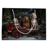 Cocker Spaniel Snowy Sleigh Weihnachtsdekor Große Geschenktüte (Rückseite)