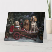 Cocker Spaniel Snowy Sleigh Weihnachtsdekor Karte (Vorderseite)