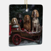 Cocker Spaniel Snowy Sleigh Weihnachtsdekor Keramikornament (Rechts)