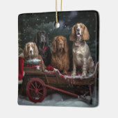 Cocker Spaniel Snowy Sleigh Weihnachtsdekor Keramikornament (Links)