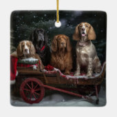 Cocker Spaniel Snowy Sleigh Weihnachtsdekor Keramikornament (Rückseite)