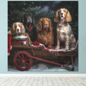 Cocker Spaniel Snowy Sleigh Weihnachtsdekor Leinwanddruck (Insitu (Holzboden))