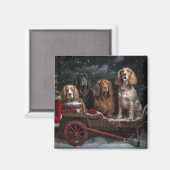 Cocker Spaniel Snowy Sleigh Weihnachtsdekor Magnet (Vorderseite/Rückseite)