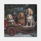 Cocker Spaniel Snowy Sleigh Weihnachtsdekor Magnet (Vorne)