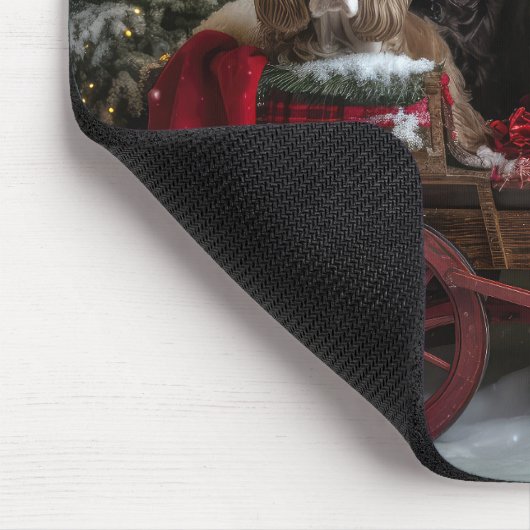 Cocker Spaniel Snowy Sleigh Weihnachtsdekor Mousepad (Ecke)