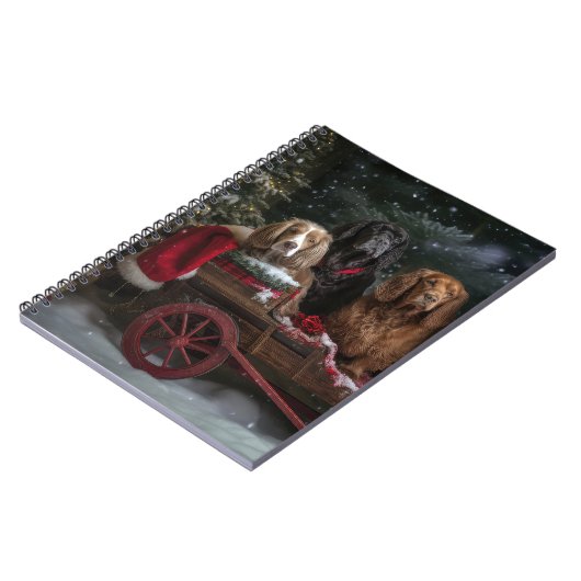 Cocker Spaniel Snowy Sleigh Weihnachtsdekor Notizblock (Linke Seite)