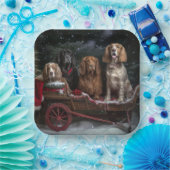 Cocker Spaniel Snowy Sleigh Weihnachtsdekor Pappteller (Party)