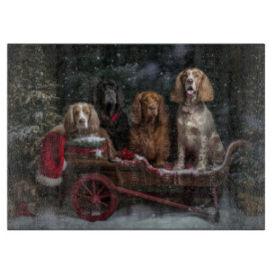 Cocker Spaniel Snowy Sleigh Weihnachtsdekor Schneidebrett