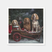 Cocker Spaniel Snowy Sleigh Weihnachtsdekor Serviette (Vorderseite)