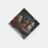 Cocker Spaniel Snowy Sleigh Weihnachtsdekor Serviette (Ecke)