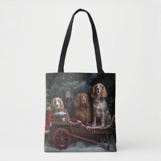 Cocker Spaniel Snowy Sleigh Weihnachtsdekor Tasche (Vorderseite)