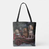 Cocker Spaniel Snowy Sleigh Weihnachtsdekor Tasche (Rückseite)