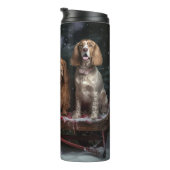 Cocker Spaniel Snowy Sleigh Weihnachtsdekor Thermosbecher (Nach rechts gedreht)