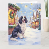 Cocker Spaniel Snowy Village Christmas Art Karte (Vorderseite)