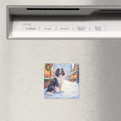 Cocker Spaniel Snowy Village Christmas Art Magnet (In Situ (Geschirrspüler))