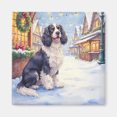 Cocker Spaniel Snowy Village Christmas Art Magnet (Vorne)