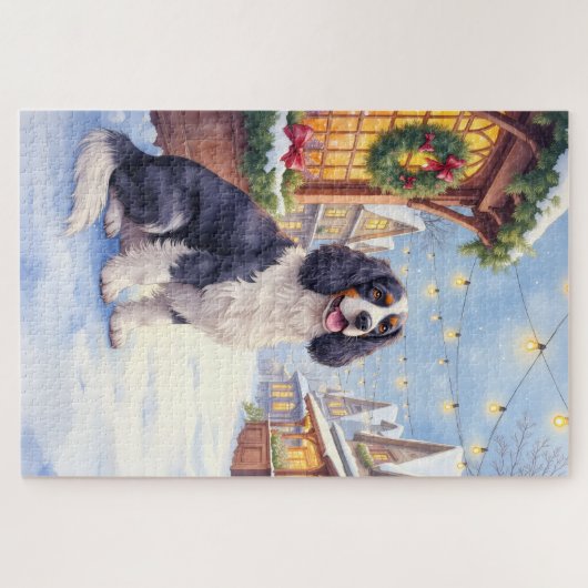Cocker Spaniel Snowy Village Christmas Art Puzzle (Horizontal)