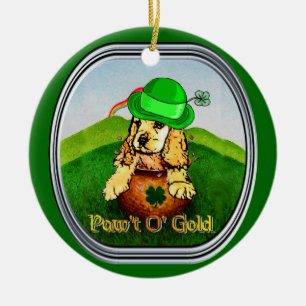 Cocker Spaniel St Patricks Day Keramik Ornament