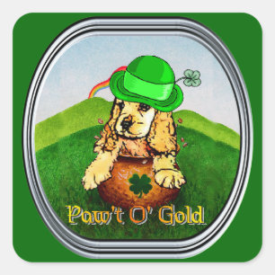 Cocker Spaniel St Patricks Day Quadratischer Aufkleber