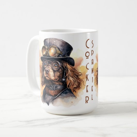 Cocker Spaniel Steampunk-Hund Kaffeetasse (Vorderseite Links)