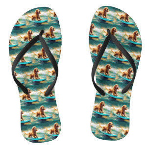 Cocker Spaniel Strand Surfen Malerei Badesandalen