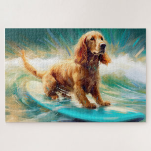Cocker Spaniel Strand Surfen Malerei Puzzle