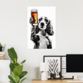 Cocker Spaniel trinkt Bier Kunst Lustiger Hunde Li Poster (Heimbüro)